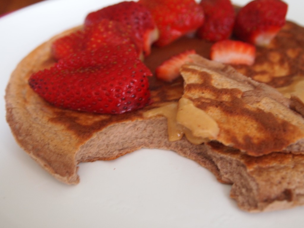 Chocolate Peanut Butter Protein Pancakes