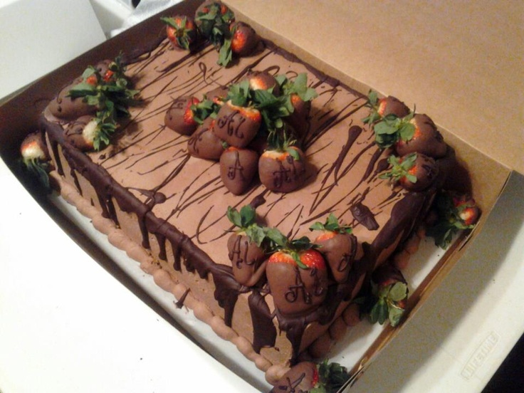 Chocolate Sheet Cake with Strawberries