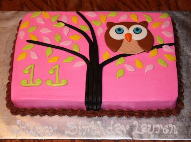 Owl Birthday Sheet Cake