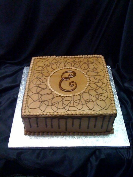 Simple Grooms Cake with Monogram