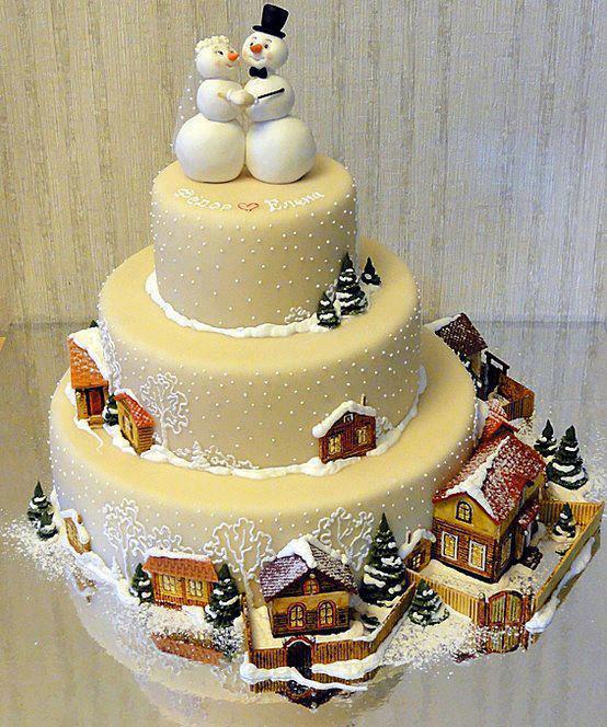 Winter Christmas Wedding Cake