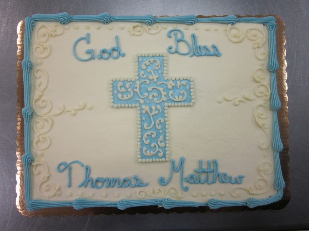 Baptism Sheet Cake with Cross