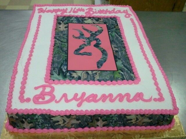 Mossy Oak Pink Camo Birthday Cake