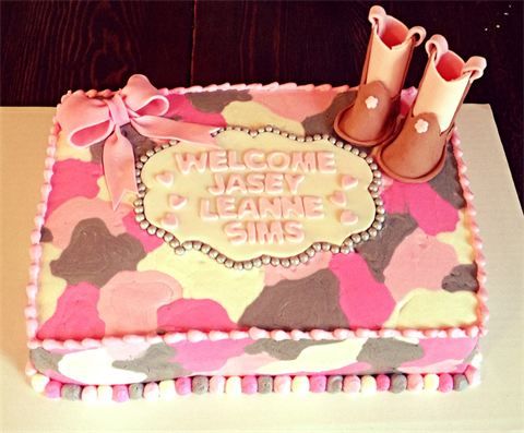 Pink Camo Baby Shower Cake