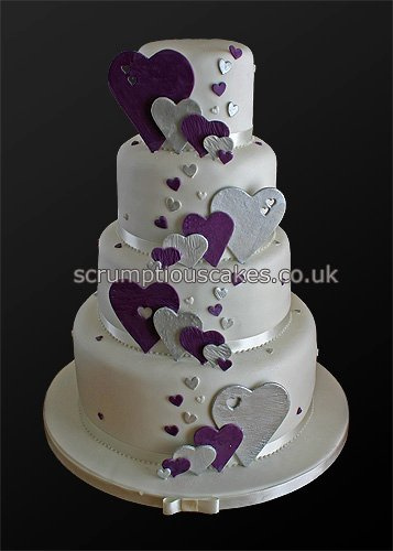 11 Photos of Engagement Cakes Purple And Silver