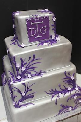 Purple and Silver Wedding Cake