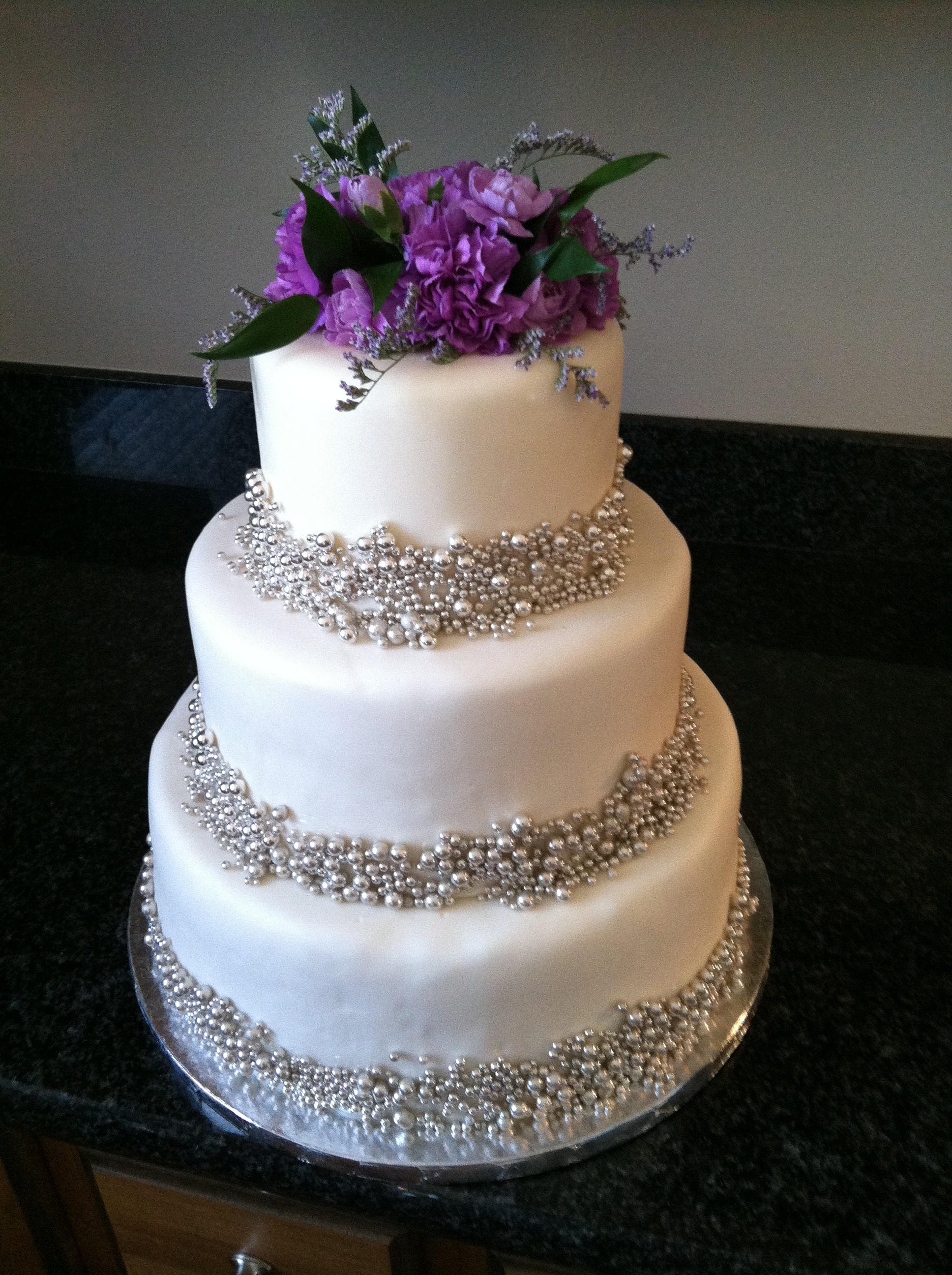 Purple and Silver Wedding Cake