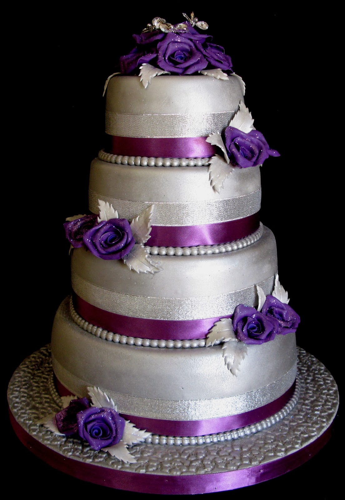 Purple and Silver Wedding Cake