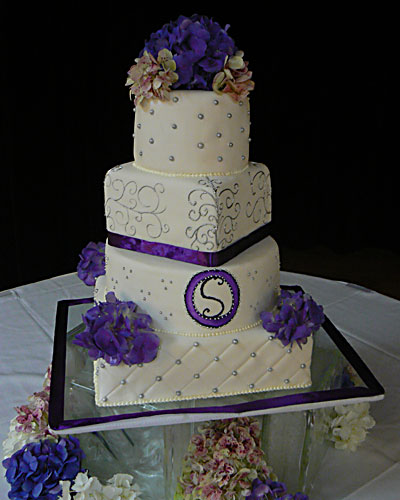 Purple and Silver Wedding Cake