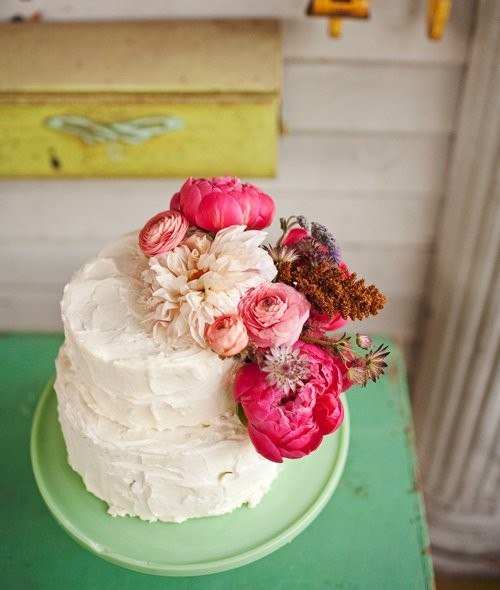 Wedding Cake Decorated with Flowers