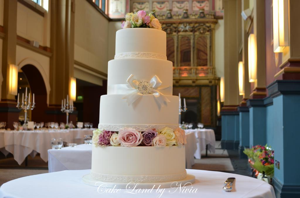 Wedding Cake with Fresh Flowers