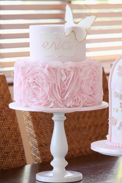 2 Tier Cake Pink and Gold