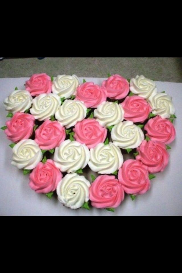 Heart Shaped Cake Made Out of Cupcakes