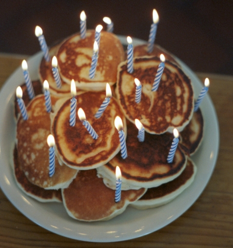 Pancakes with Birthday Candles