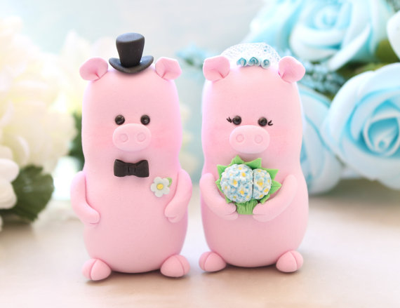 Pig Wedding Cake Toppers