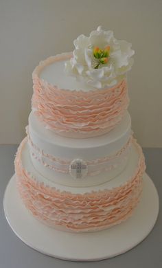 Ruffled Christening Cake