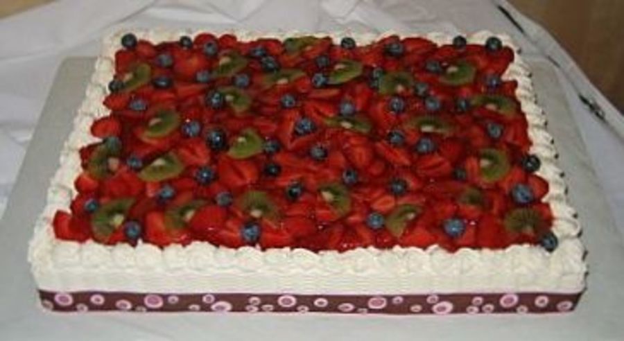 Sheet Cake with Fruit and Cream