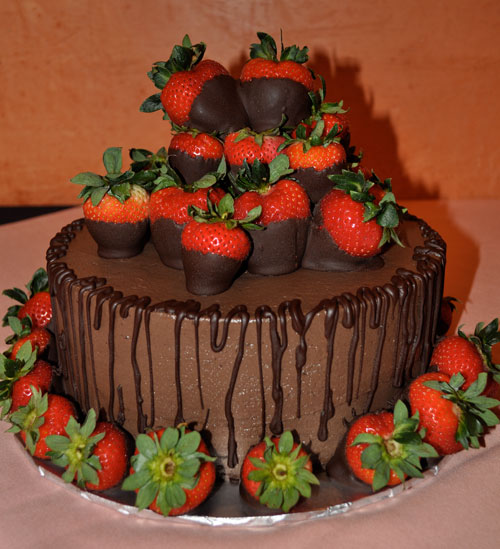 Chocolate Grooms Cake with Strawberries