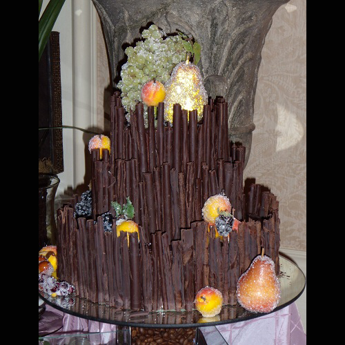 Chocolate Wedding Cake with Sugared Fruit