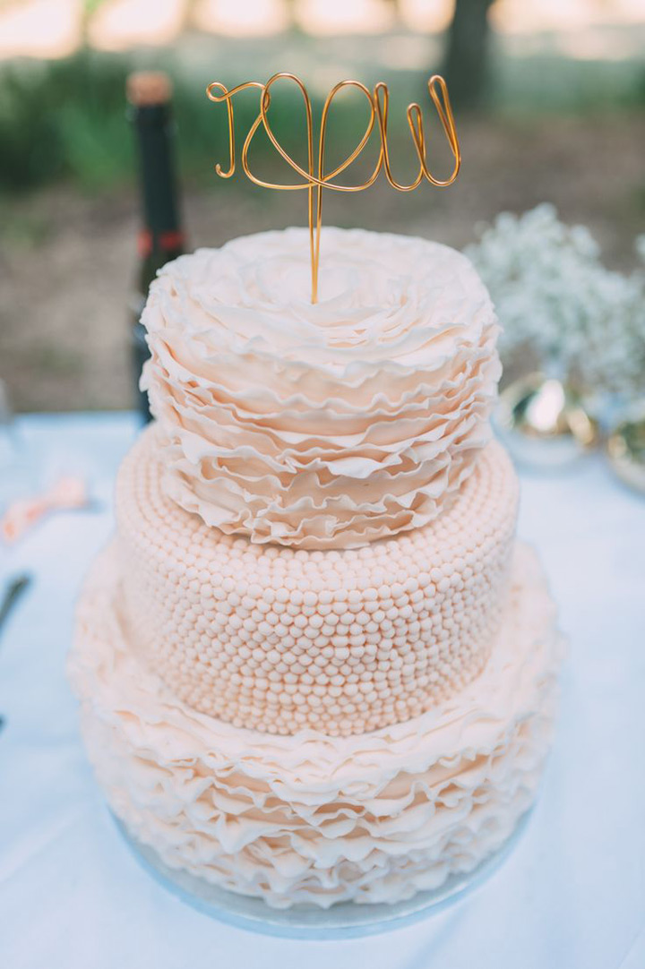 Gold and Blush Pink Wedding Cake