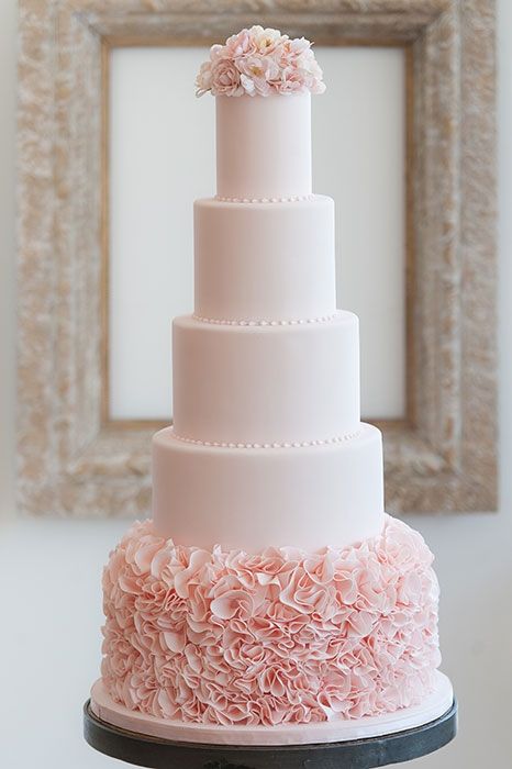 Pink Ruffle Wedding Cake