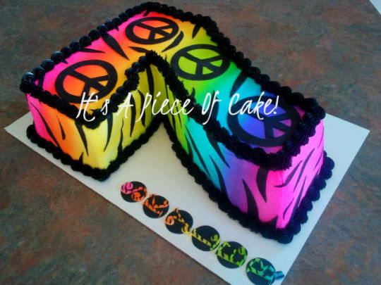 Zebra Peace Sign Birthday Cake