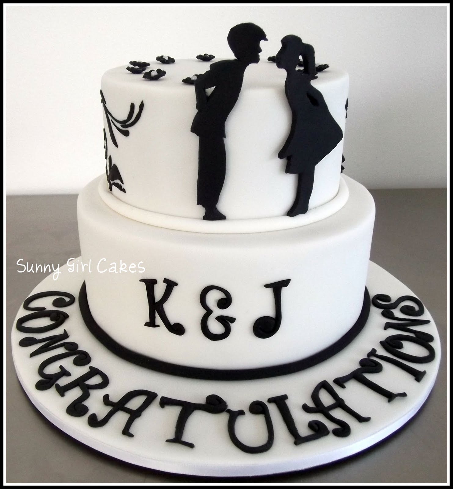 Black and White Two Tier Cake