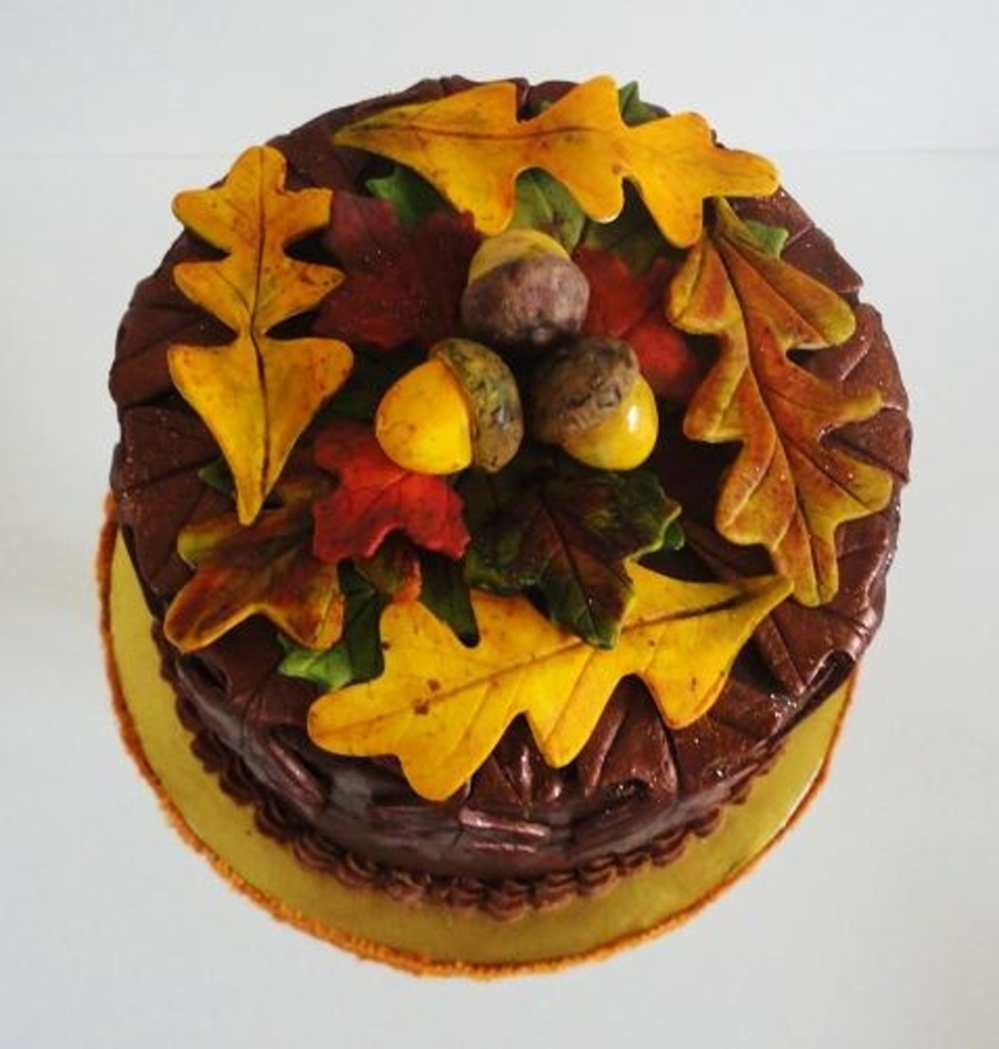 Fall Autumn Leaves Birthday Cake