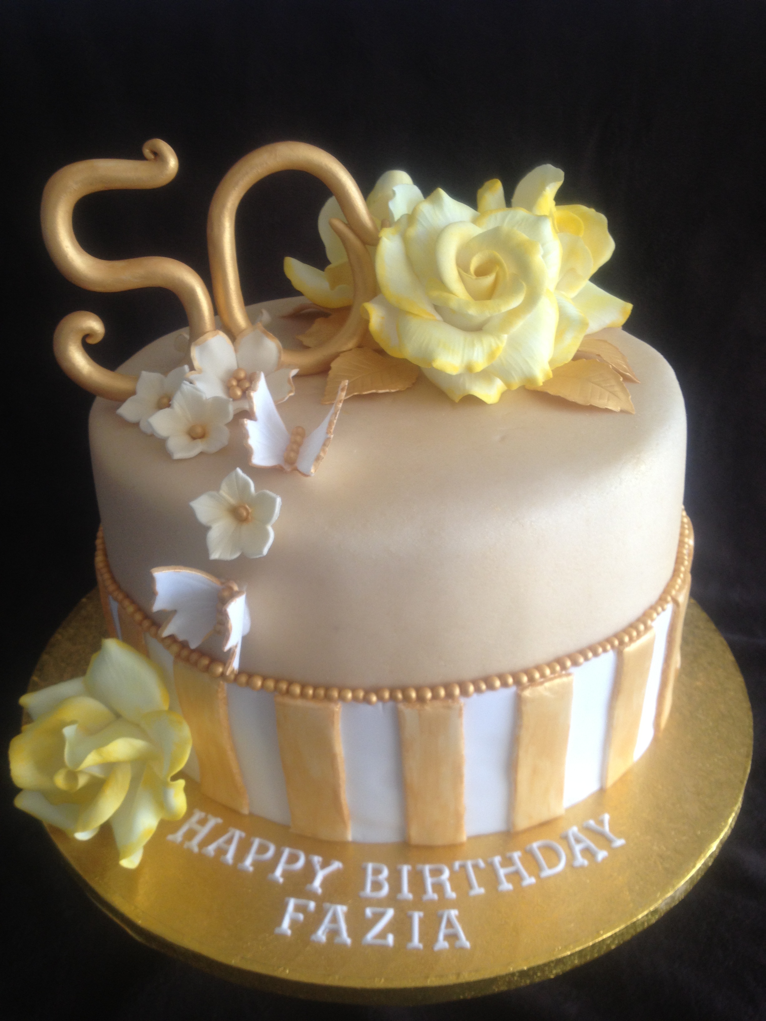 Gold 50th Birthday Cake