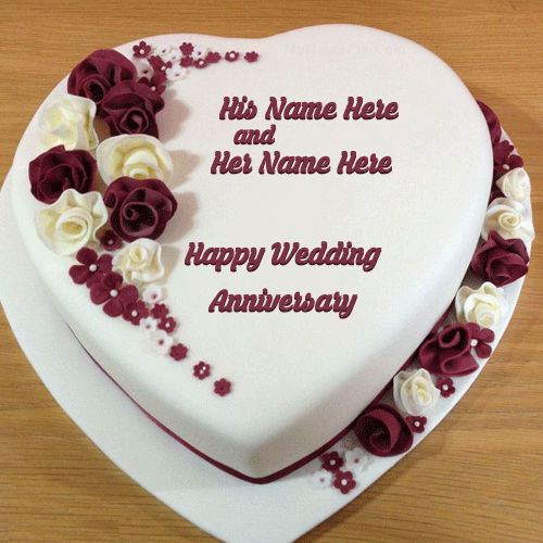 Happy Wedding Anniversary Cake with Name