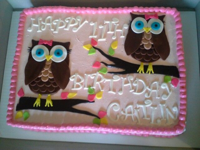 Owl Birthday Sheet Cake