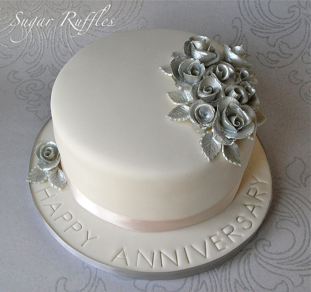 Silver Wedding Anniversary Cake