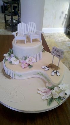 Beach Theme Wedding Cake