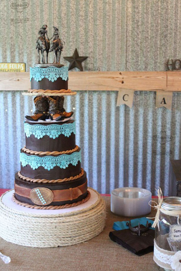 8 Western Style Wedding Cakes Sunflowers Photo Turquoise Country