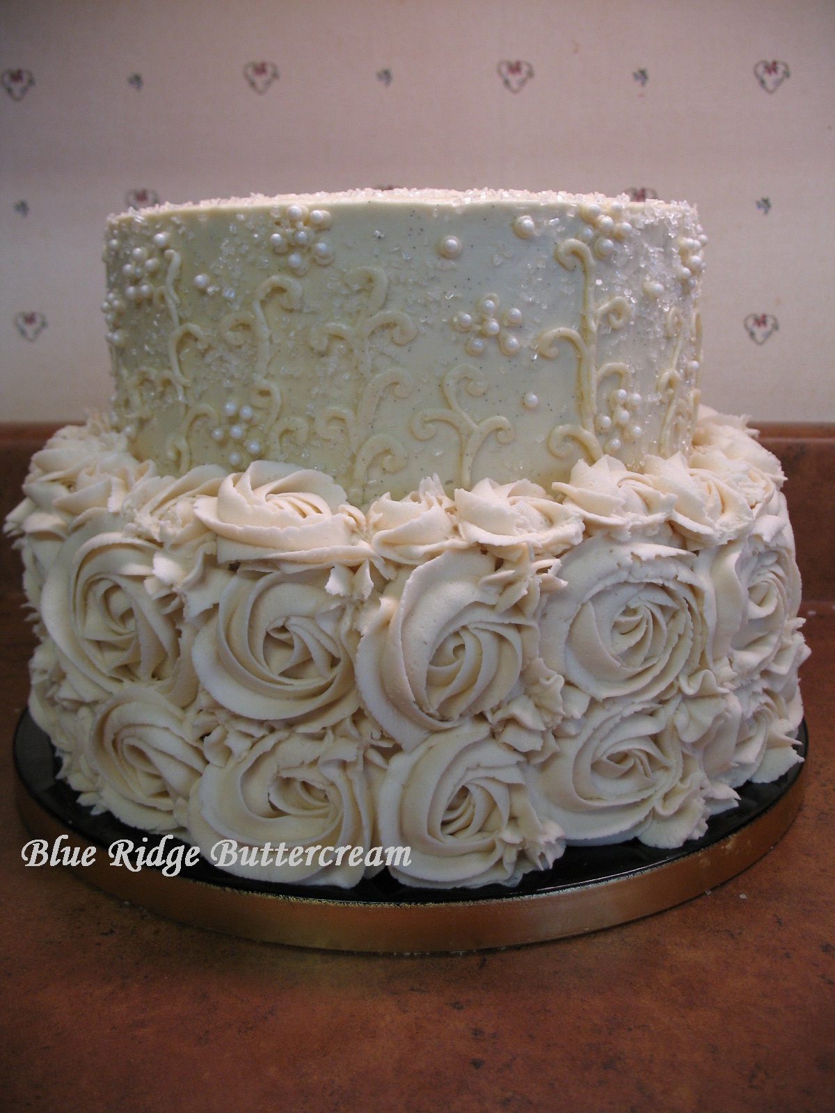 Wedding Cake with Buttercream Roses