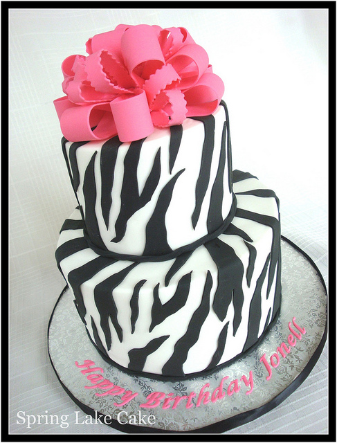 Zebra Print Birthday Cake