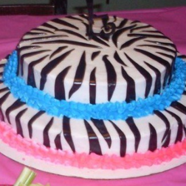 Blue and Pink Zebra Print Cakes