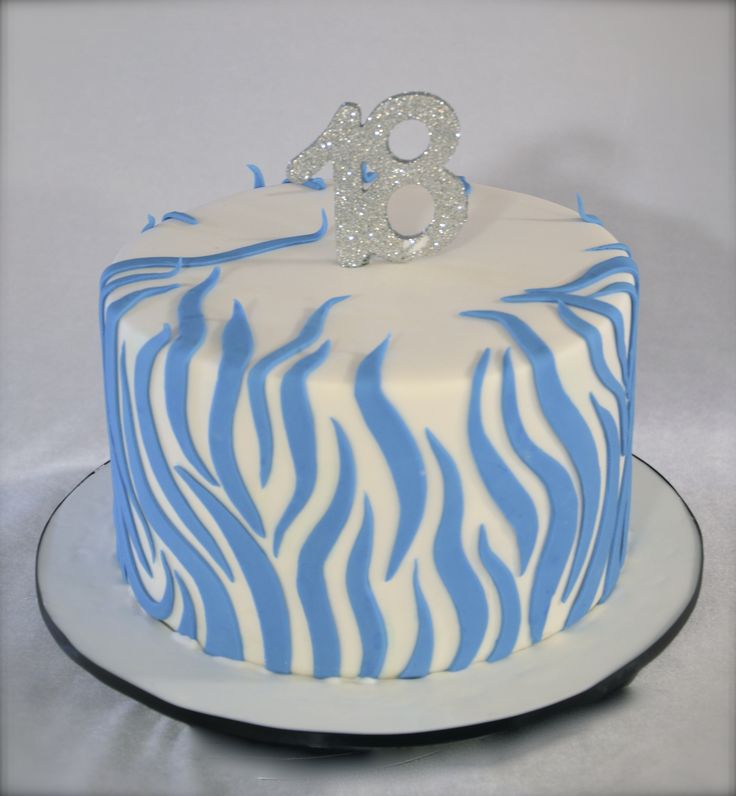 Blue Zebra Print Birthday Cake