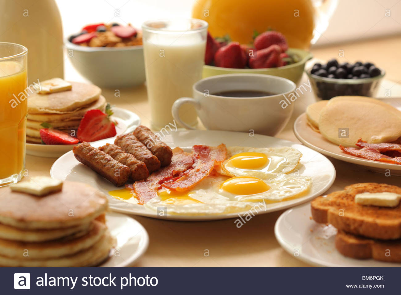 Breakfast Pancake Eggs and Bacon