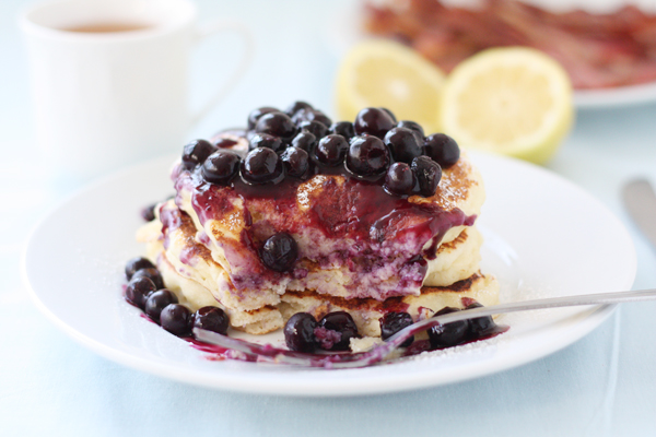 Lemon Ricotta Pancakes with Blueberries