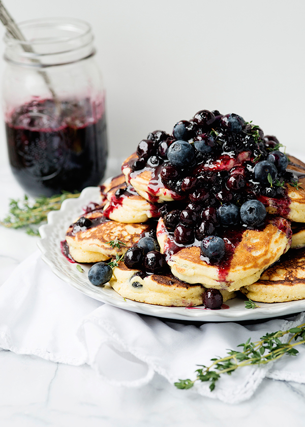 Lemon Ricotta Pancakes with Blueberry Sauce