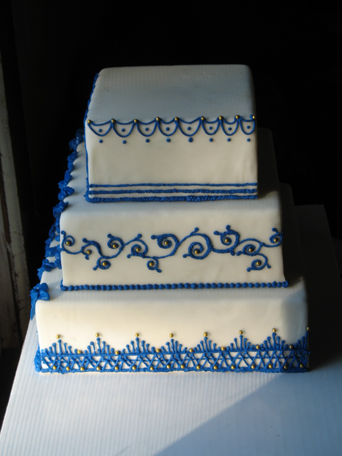 Navy Blue and Gold Wedding Cake