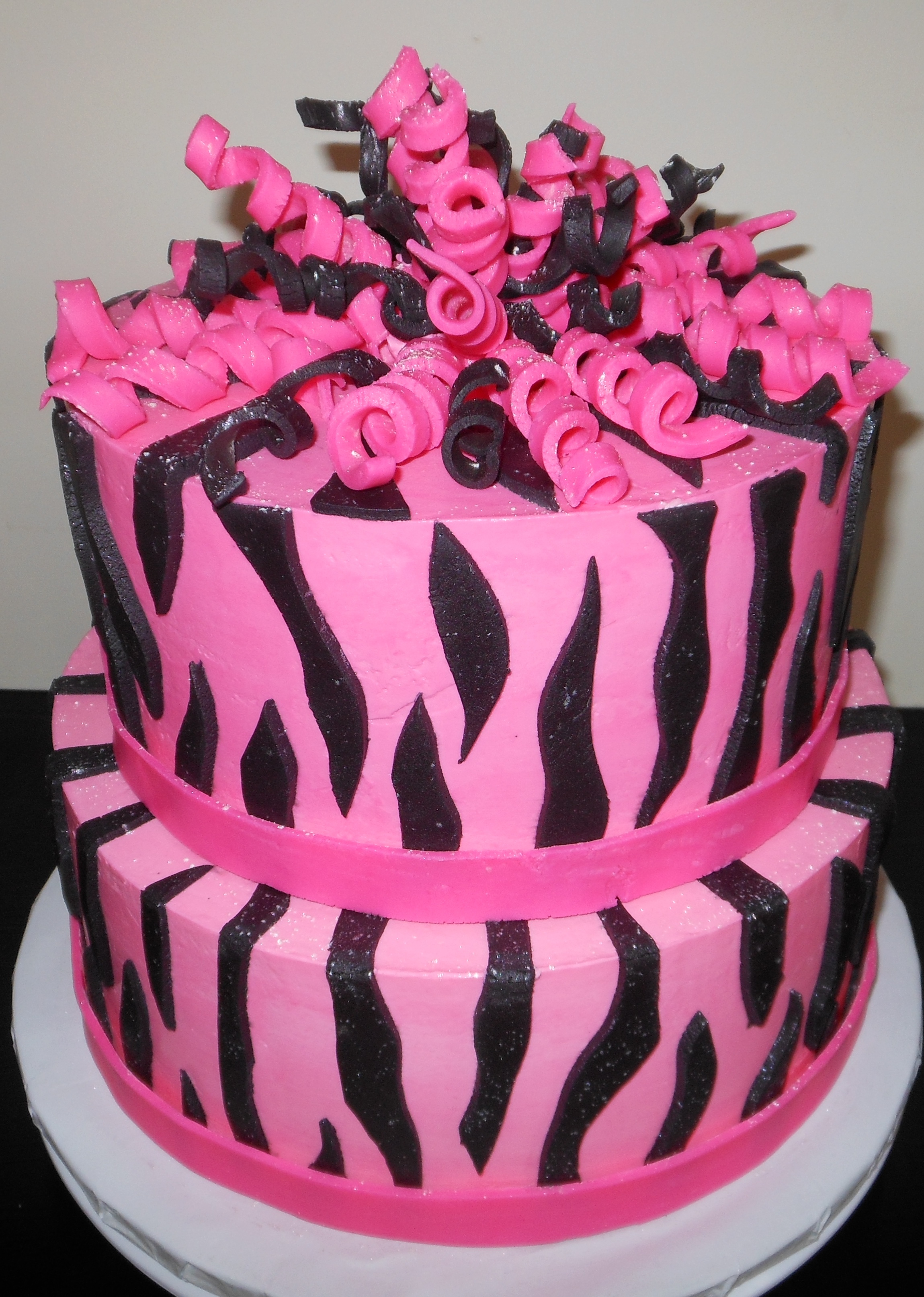 Pink and Black Zebra Print Cake