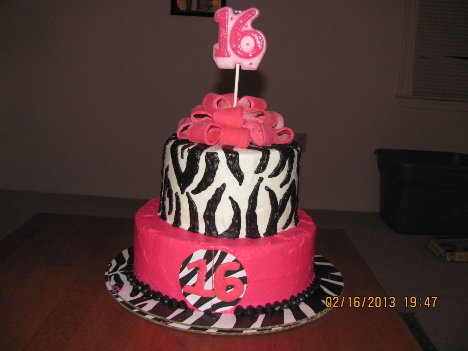 Pink and Zebra Sweet Sixteen Cake