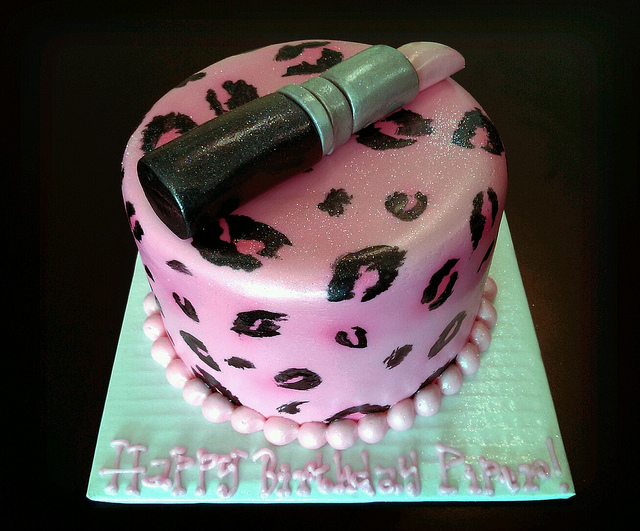 Pink Cheetah Print Birthday Cake