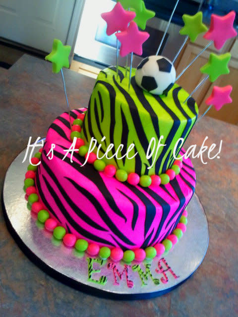 Soccer Zebra Print Cake