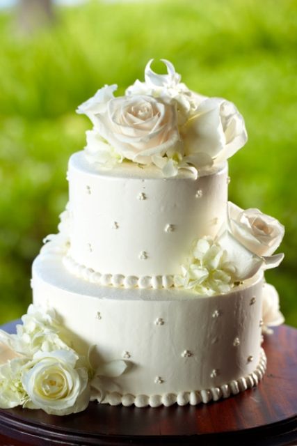 10 2 Tier Wedding Cakes With Flowers Photo - Two Tier Wedding Cake with ...