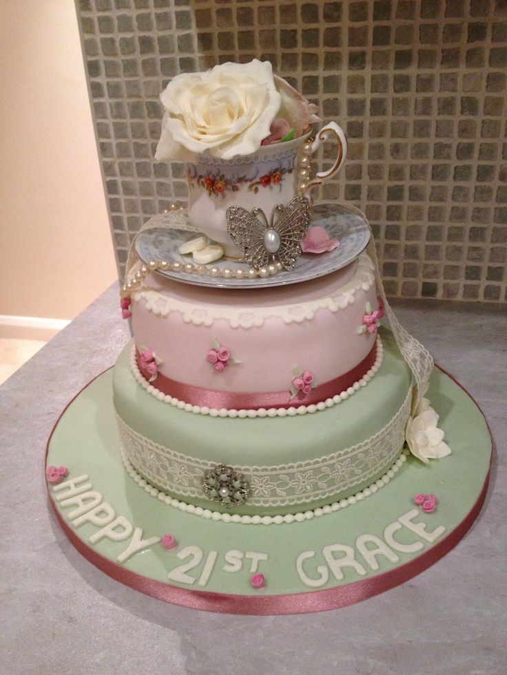 Vintage 21st Birthday Cake