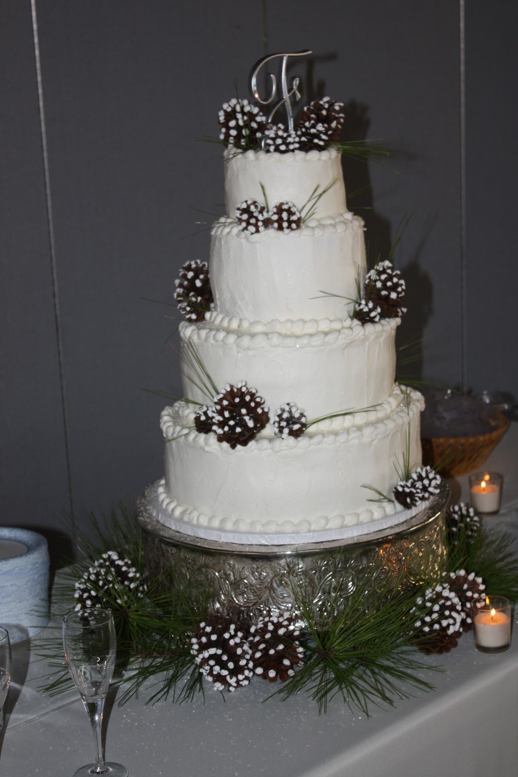 Wedding Cake with Pine Cone