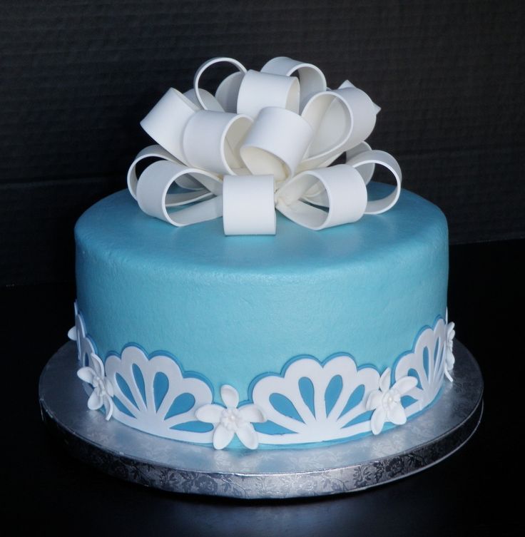 Blue and White Birthday Cake